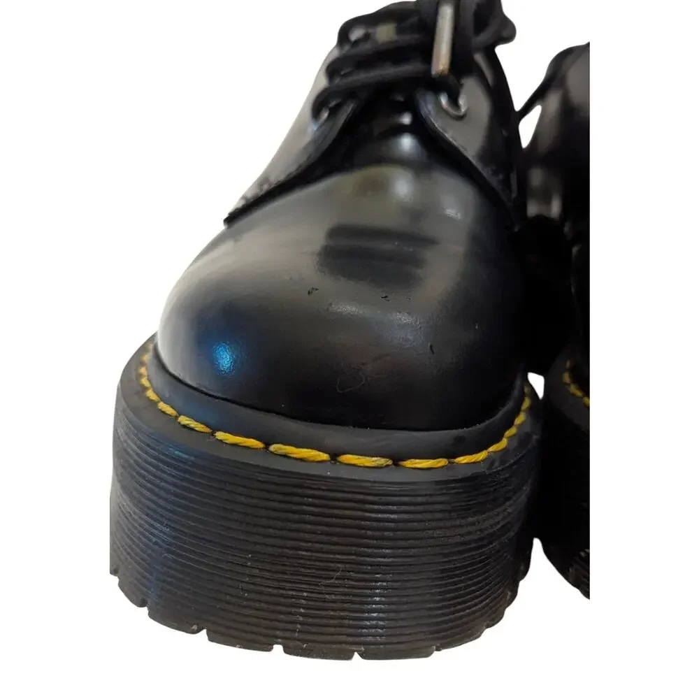 Dr. Martens 1461 Quad Platform Black Smooth Leather Shoes Men’s 7 Women’s 8